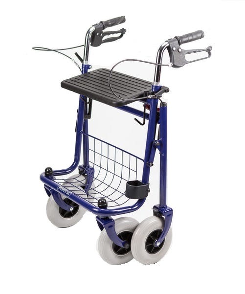 Deambulatore pieghevole Rollator Quatro per nolo: pratico, robusto, conveniente.