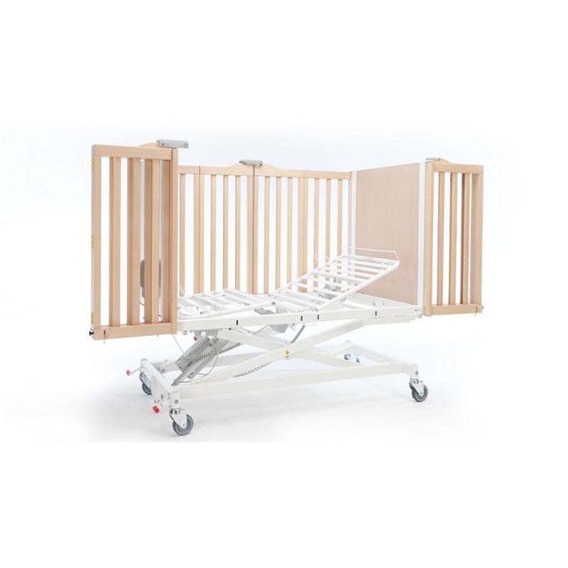 Letto elettrico pediatrico Invacare Nordbed Kid M con sponde pieghevoli pacchetto Faggio 800 mm