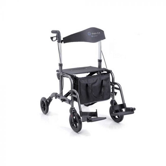Deambulatore Rollator pieghevole in alluminio verniciato con seduta e pedane a doppia funzione Gaya 2.0